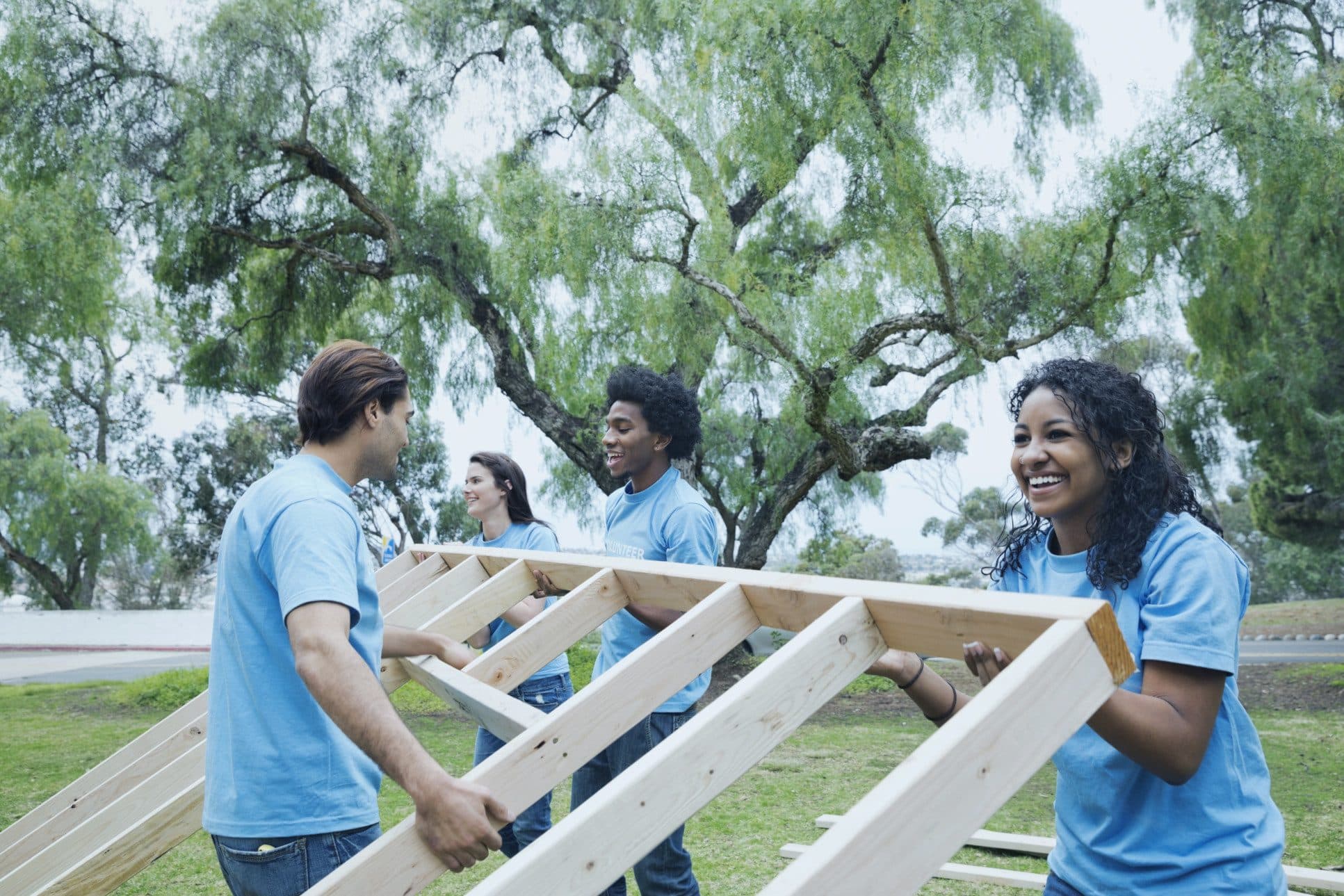 Young adults volunteers