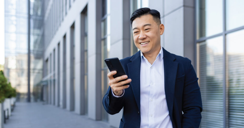 business man walking out of office