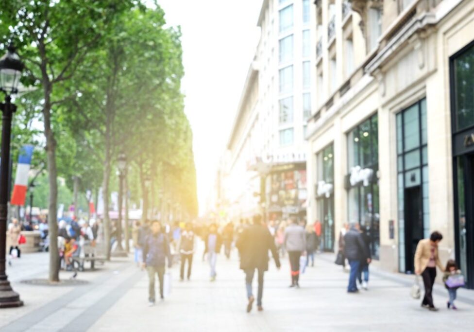 Walking on Champs-Élysées in Paris, France
