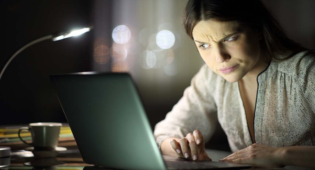 woman suspects she has encountered an internet scheme