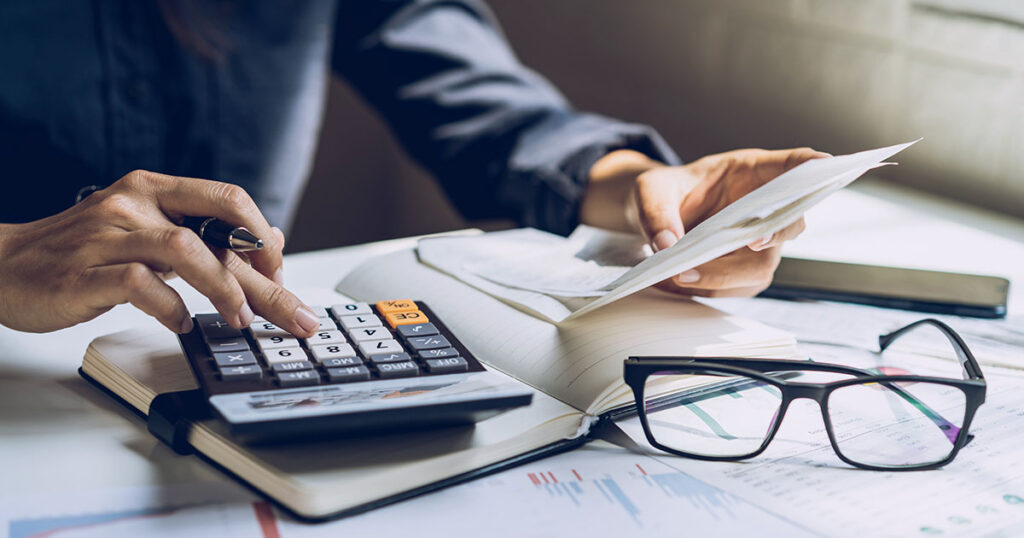 Business owner filing sales taxes