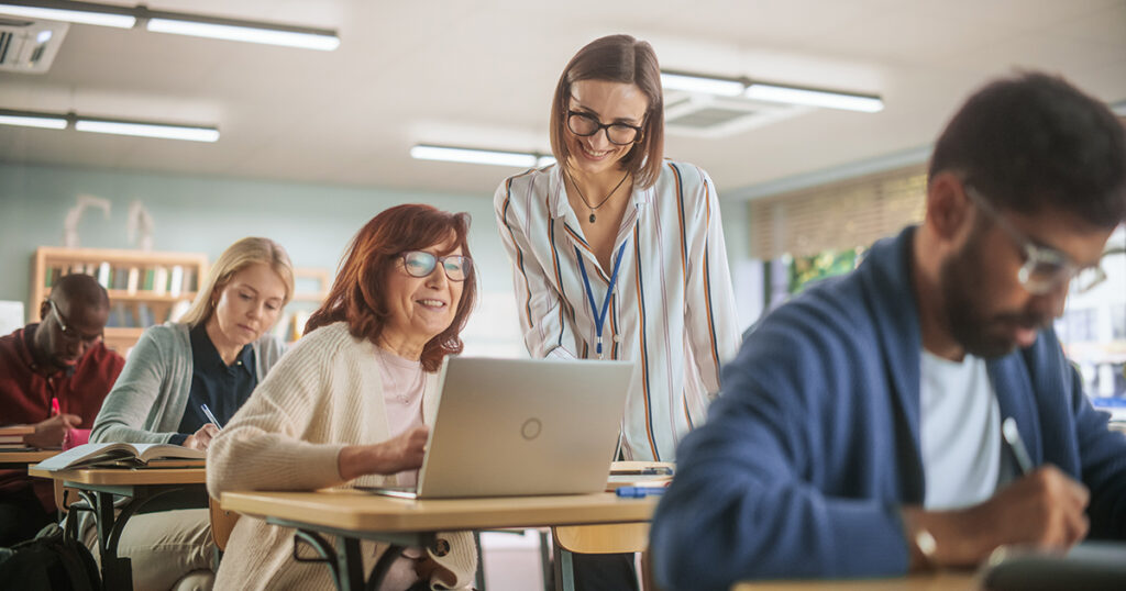 Senior woman enjoys the benefits of ongoing learning