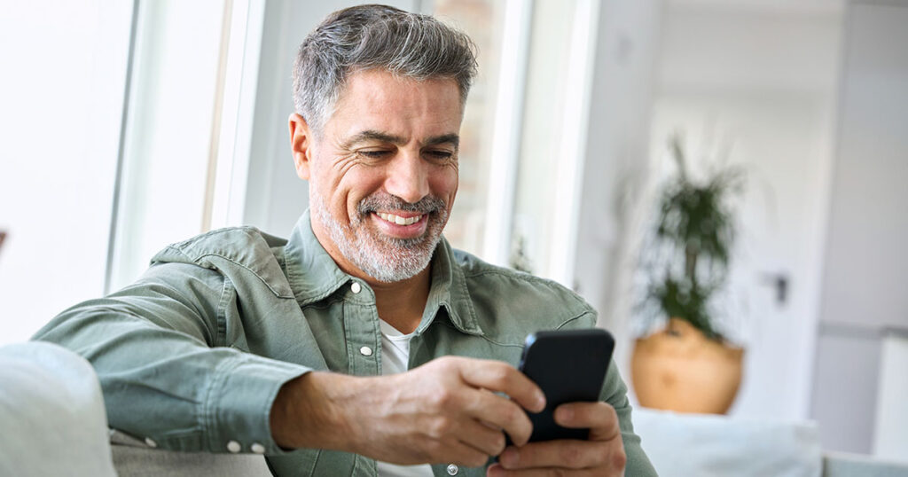 Man scrolls social media