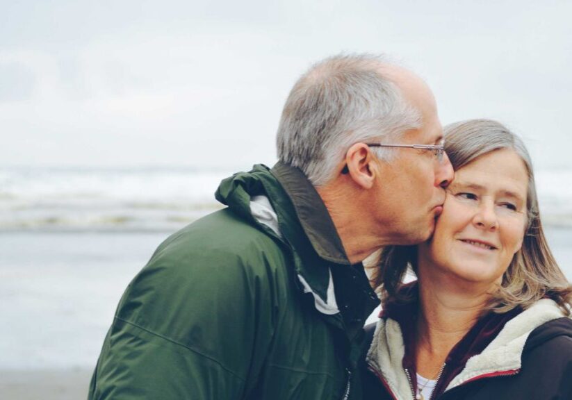 Older couple embracing