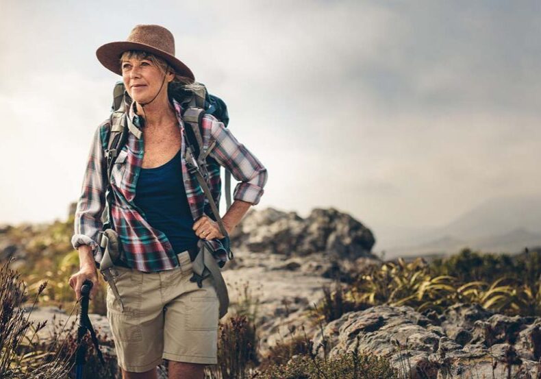Senior woman on a hiking trek