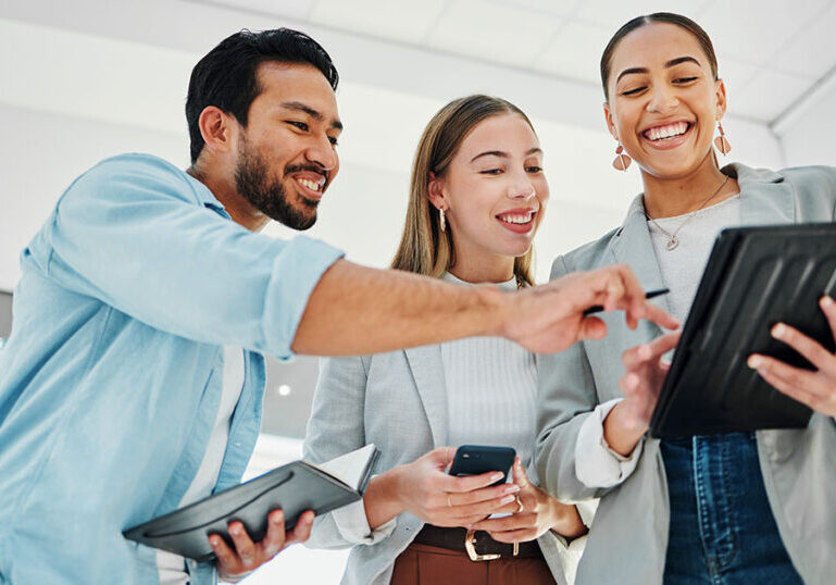 employees using different forms of technology at work