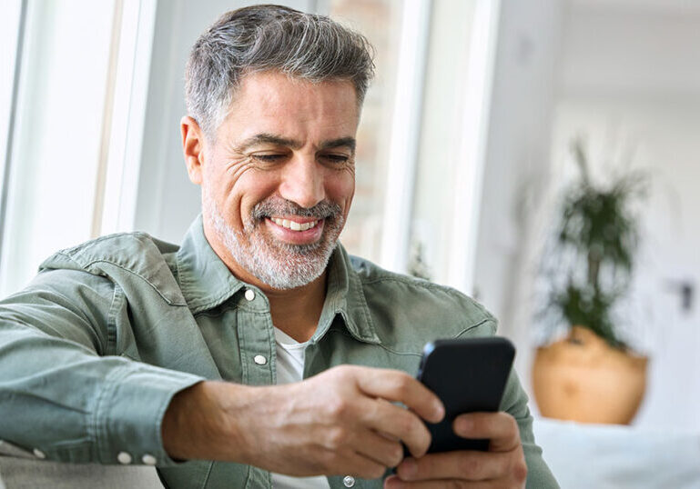 Man scrolls social media