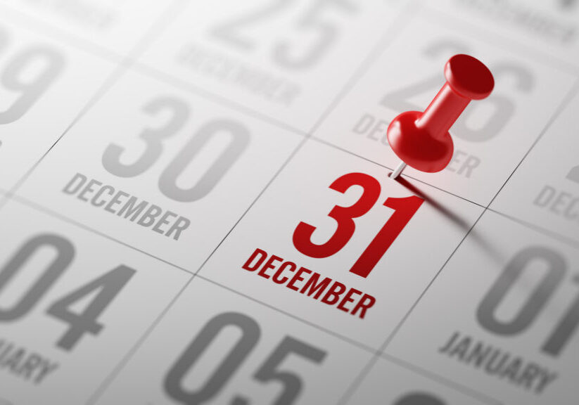 December 31 written on a calendar to remind you an important appointment.