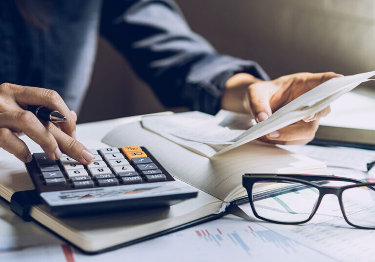 Business owner filing sales taxes