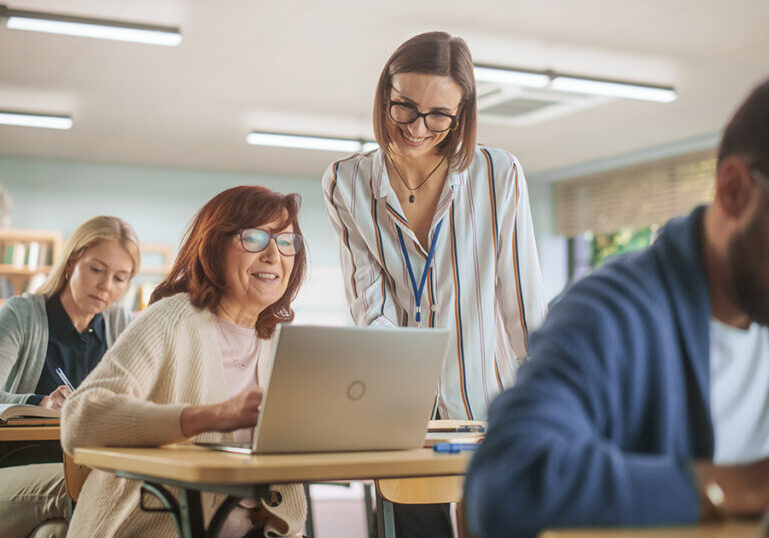 Senior woman enjoys the benefits of ongoing learning