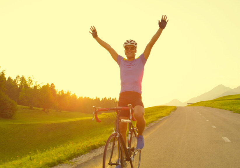 Biker enjoying a relaxing ride on open road